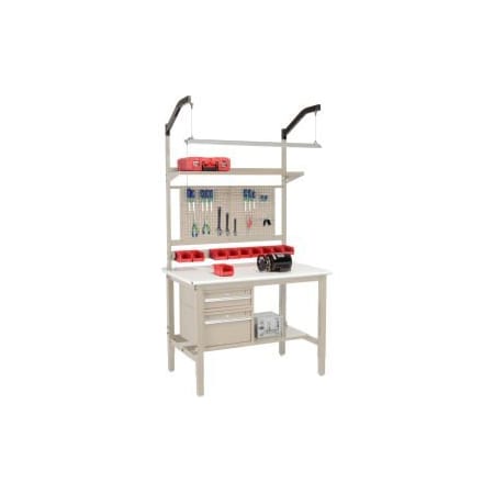 Global Equipment 48"W x 30"D Production Workbench - ESD Safety Edge Complete Bench - Tan 319299TN